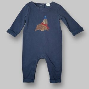 Baby gap cozy Walrus one-piece size navy blue 6-12mo